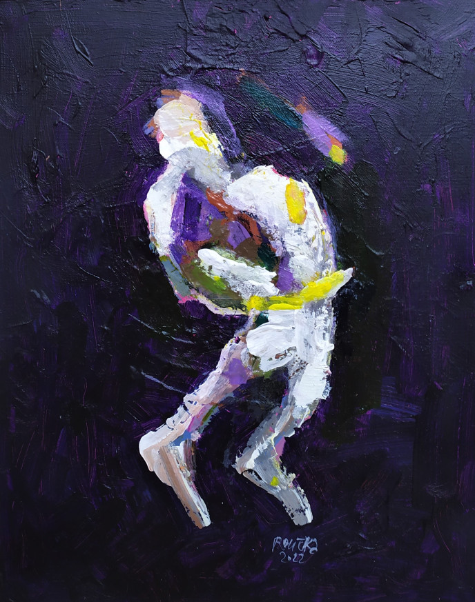 Roučka P. - Happy man, 2022, 50x40cm, akryl na plátně