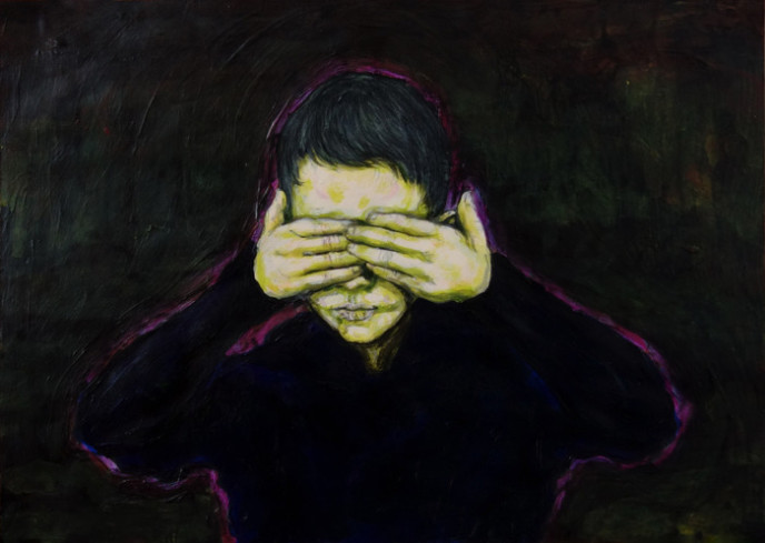 Myslikovjanová B. - I ´m not here, 2022, 21x29,5cm, akryl a tužka na papíře