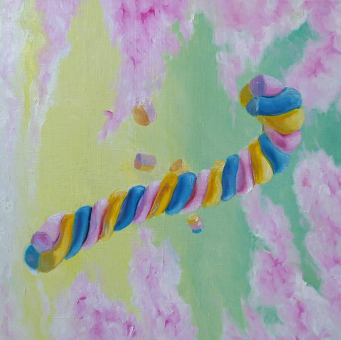 Sedlo K. - Pomlázka, 2021, 50x50cm, olej na plátně-6