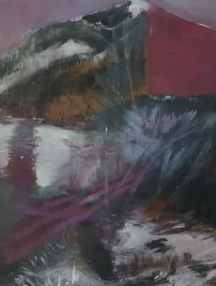 Fízik M. - Východ z lesa, 2021-2022, 90x70cm, olej, sprej a akryl na plátně 2-4 (1)
