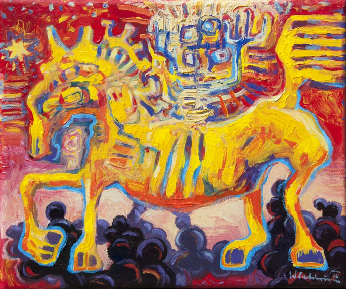 horserider III, - cyklus-na maly format , acrylic on canvas 25x30cm 2016 - kopie
