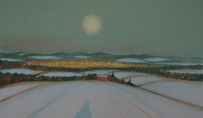 Valečka J. - Měsíc nad městem, 2013, 20x33cm, litografie